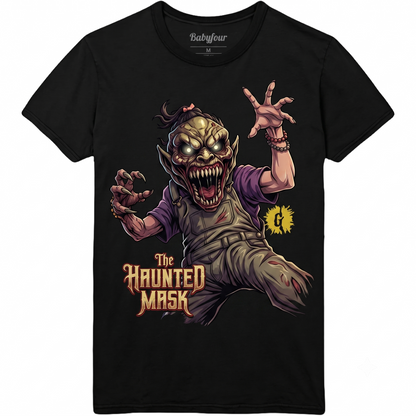 Vintage 90s Kids Horror Novel Spooky Haunted Mask Graphic Tee - Retro Creepy Halloween Costume Apparel - Unisex T-shirt