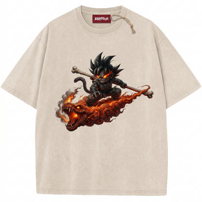 Anime Saiyan Warrior Flying Cloud Vintage Graphic Unisex T-shirt