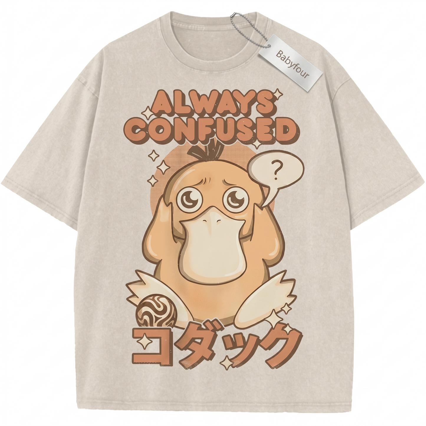 Vintage Confused Yellow Duck Anime Shirt, Retro Japanese Cartoon Graphic Tee, Unisex Tshirt