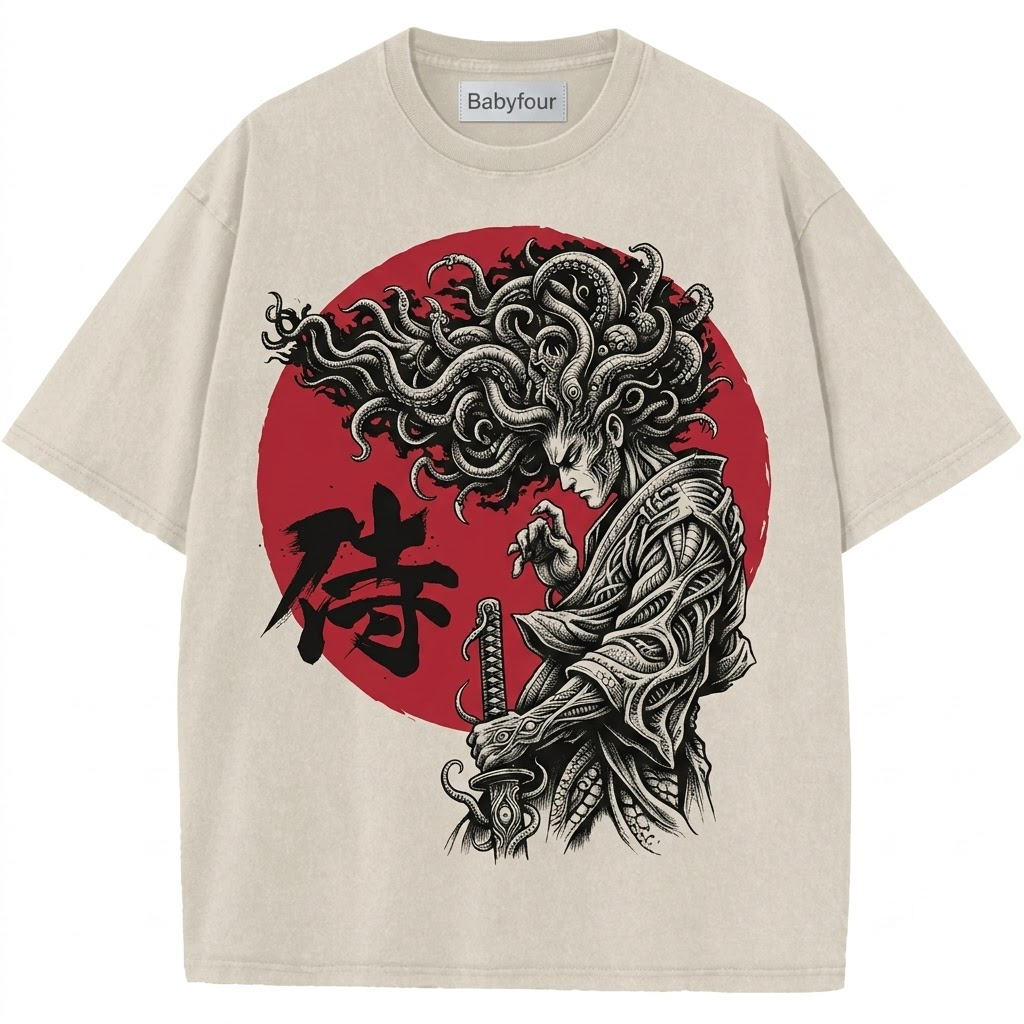 Retro Afro Swordsman Anime Graphic Unisex T-Shirt - Vintage Japanese Warrior Tee