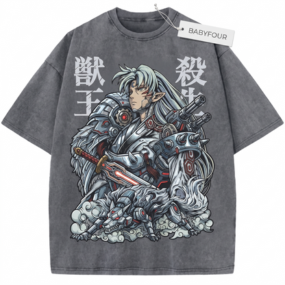 Silver Haired Yokai Lord Vintage Anime Graphic Tee, 90s Retro Feudal Demon Dog Unisex Tshirt
