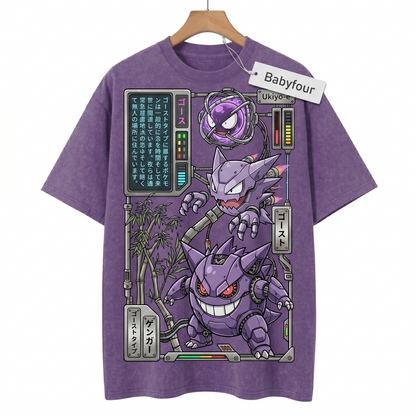 Vintage Purple Ghost Evolution Trio Japanese Art Graphic Tee Unisex T-Shirt