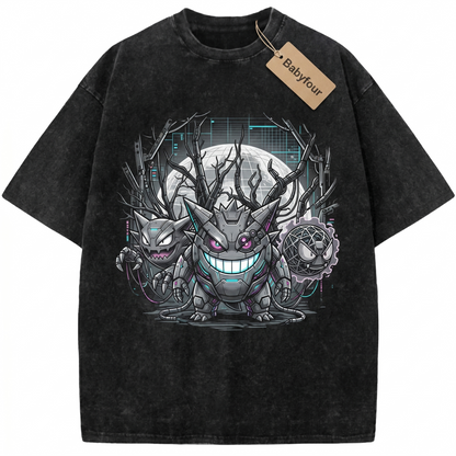 Vintage Spooky Ghost Trio Evolution Unisex T-Shirt - Retro 90s Anime Monster Graphic Tee