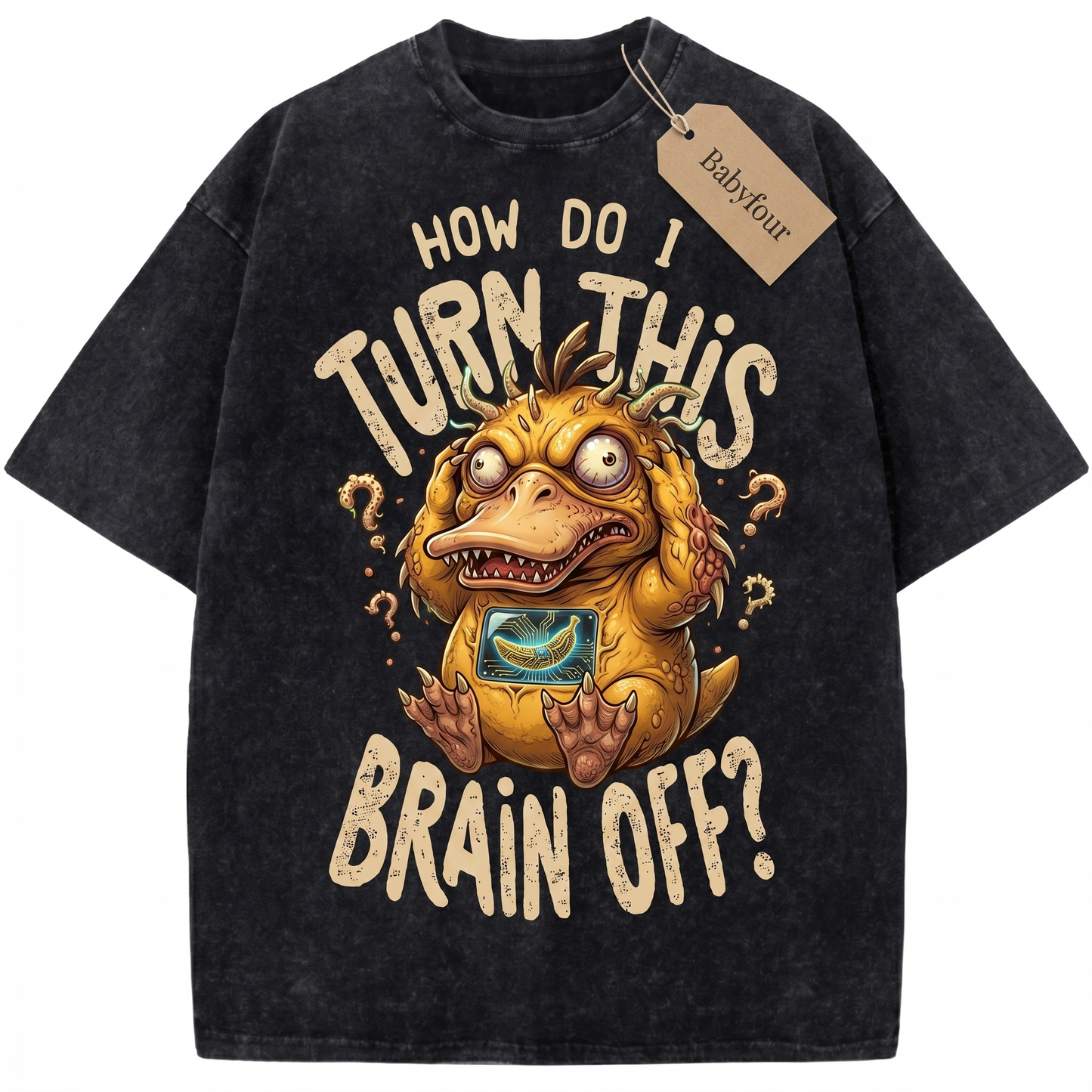 Vintage Confused Yellow Duck Anime Unisex T-Shirt - Funny Retro Headache Monster Graphic Tee