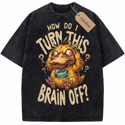 Vintage Confused Yellow Duck Anime Unisex T-Shirt - Funny Retro Headache Monster Graphic Tee