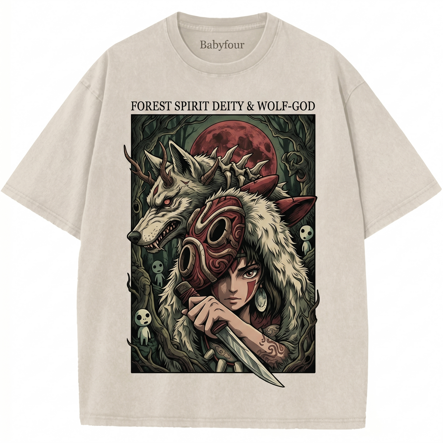 Vintage Wolf Princess Forest Spirit Anime Unisex T-Shirt - Retro Japanese Animation Graphic Tee