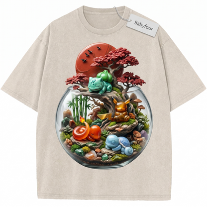 Vintage 90s Retro Anime Monsters Graphic Unisex T-Shirt - Classic Pocket Companions Tee