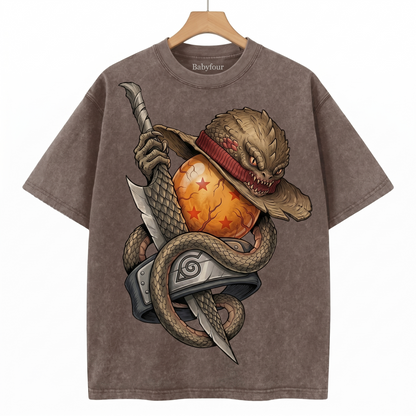 Vintage Shonen Anime Mashup Unisex T-Shirt  Straw Hat, Shinobi Ninja, Dragon Orb & Soul Reaper Graphic Tee
