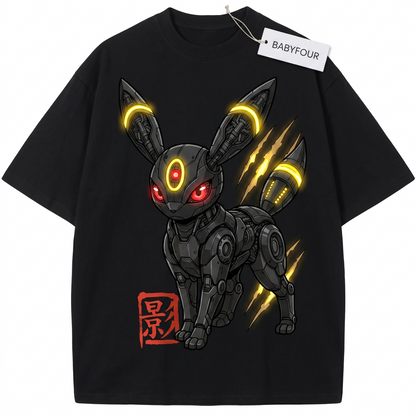 Vintage Shadow Ring Creature Graphic Tee - Retro Japanese Anime Monster Unisex T-Shirt