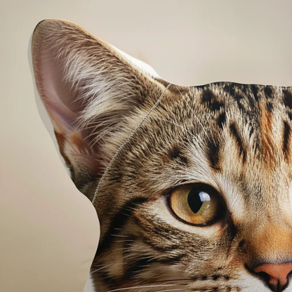 Close-up of a cat's face with a neutral background