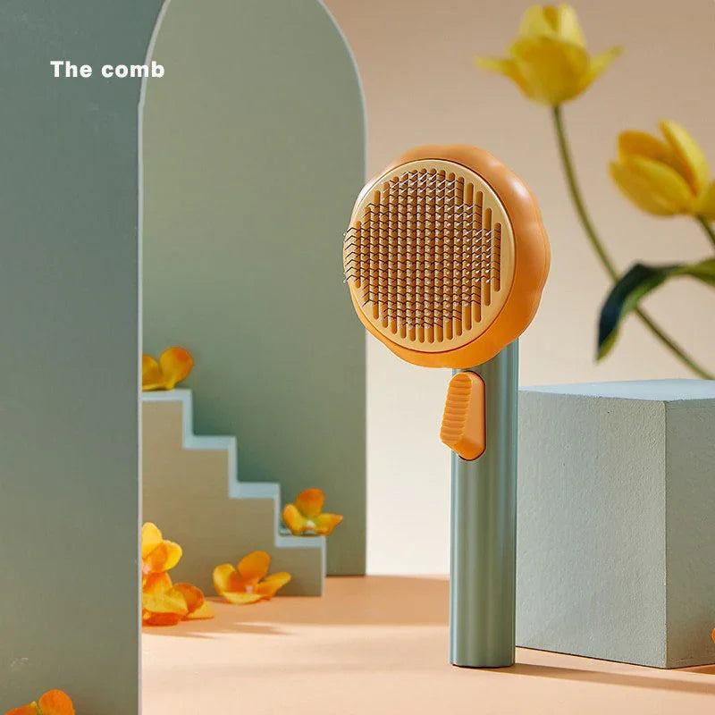 Pet Supplies New Pet Comb Cat Stainless Steel Fine Needle Comb One-click Hair Removal Comb Brush to Remove Floating Hair Massage Comb