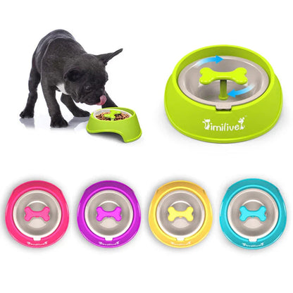 Rotary Anti Choke Pet Feeder dog Slow Eating Drink Bowl Bone Shaped Prevent Gluttony Obesity Anti-skid Pet Supply sport dish