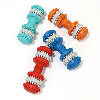Rubber Dog Toy Molar Tooth Dumbbell Swivel Dental Bite Resistant Tooth Cleaning Dog Toy Balls for Pet Training with 4 Colors