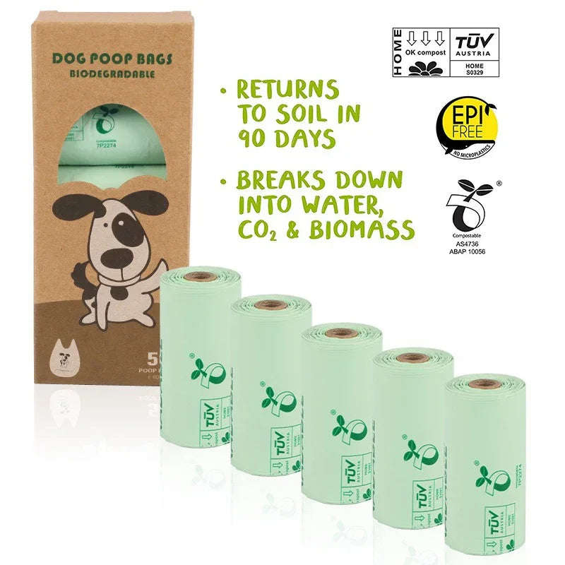 Corn starch biodegradable pet litter bag PLA compost roll up vest bag dog litter bag