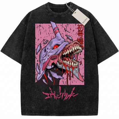 Purple Bio-Mechanical Cyborg Monster Graphic Clothing - Japanese Manga Cyberpunk Streetwear Unisex Tshirt