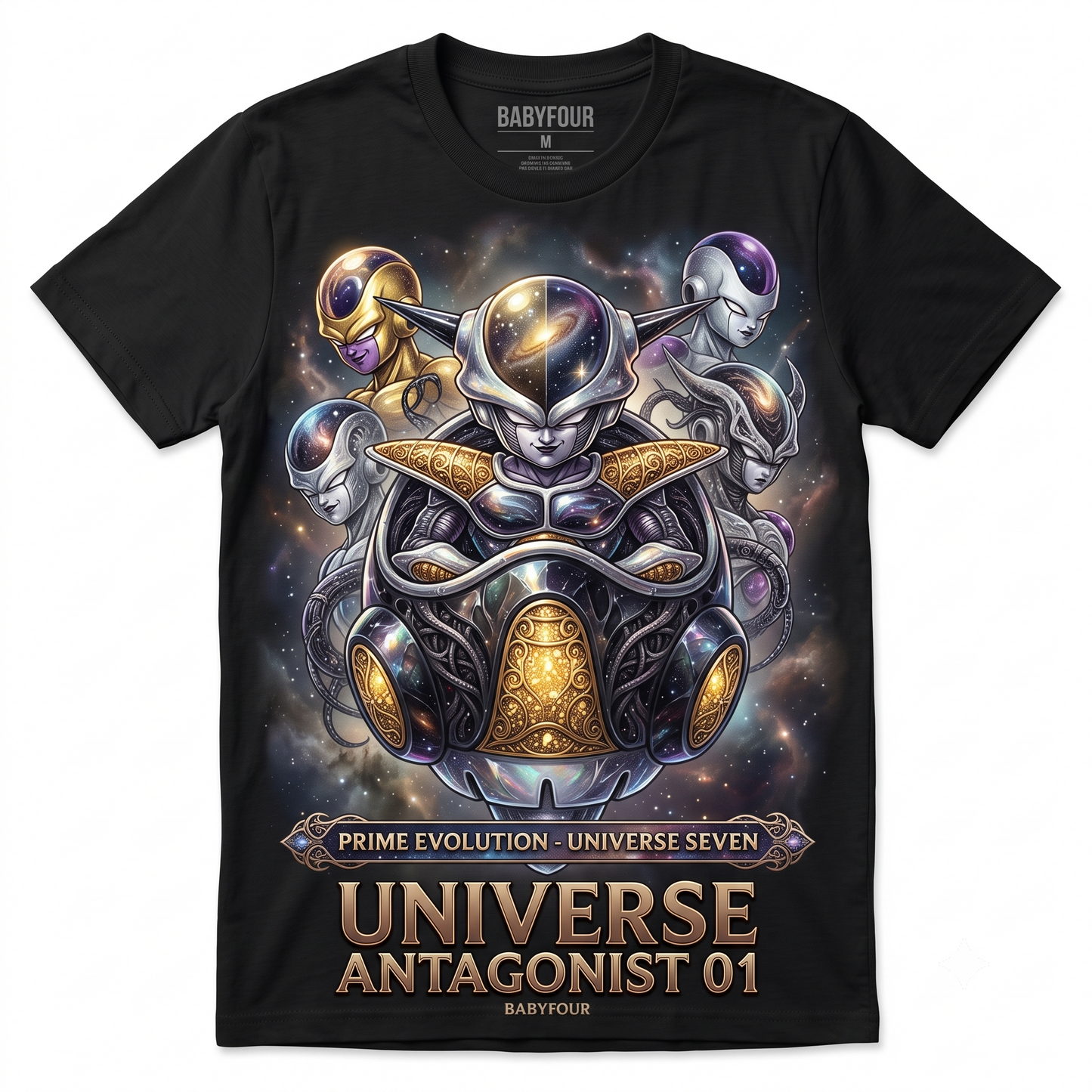 Vintage Galactic Overlord Graphic Tee - Retro Space Emperor Anime Manga T-Shirt Crewneck Cotton Black