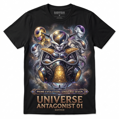Vintage Galactic Overlord Graphic Tee - Retro Space Emperor Anime Manga T-Shirt Crewneck Cotton Black