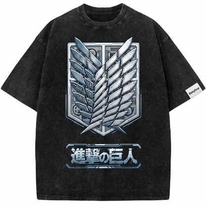Scouting Legion Wings of Freedom Vintage Graphic Tee - Retro Anime Distressed Unisex T-Shirt