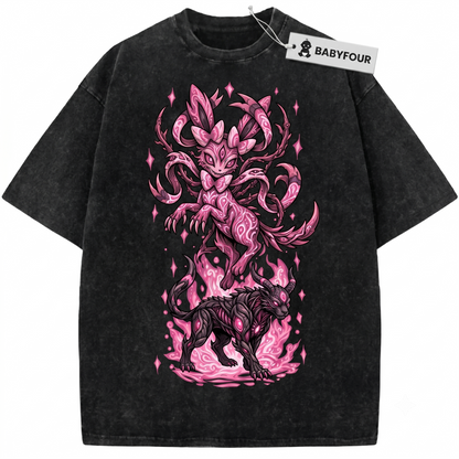 Vintage Sylveon & Eevee Cute Anime Unisex T-shirt