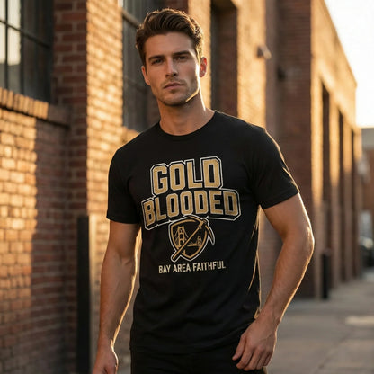 Vintage SF Football Faithful Gear | Gold Blooded Bay Area Gridiron T-Shirt, Hoodie & Sweatshirt