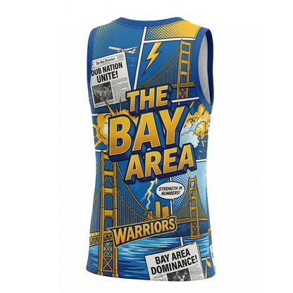 Bay Area Basketball Fan Jersey, Dub Nation Heritage Comic Book Style Unisex Basketball Tank Top