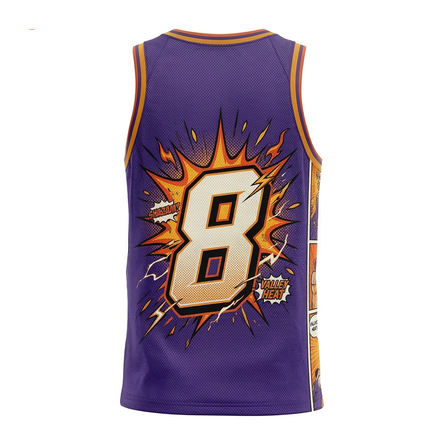 Phoenix Valley Basketball Jersey - Desert Sunburst Comic Edition - Retro Purple & Orange AOP Tank Top - Unisex Fan Apparel