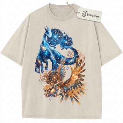 Legendary Guardian Birds Retro Graphic Tee - Vintage Silver & Gold Anime Unisex T-Shirt