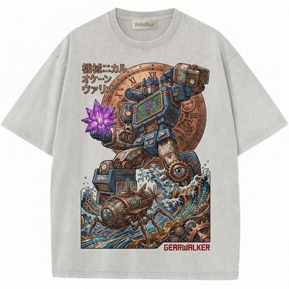 Biomechanical Space Monster vs Extraterrestrial Hunter Vintage Graphic T-Shirt  Unisex Retro Sci-Fi Horror Movie Tee