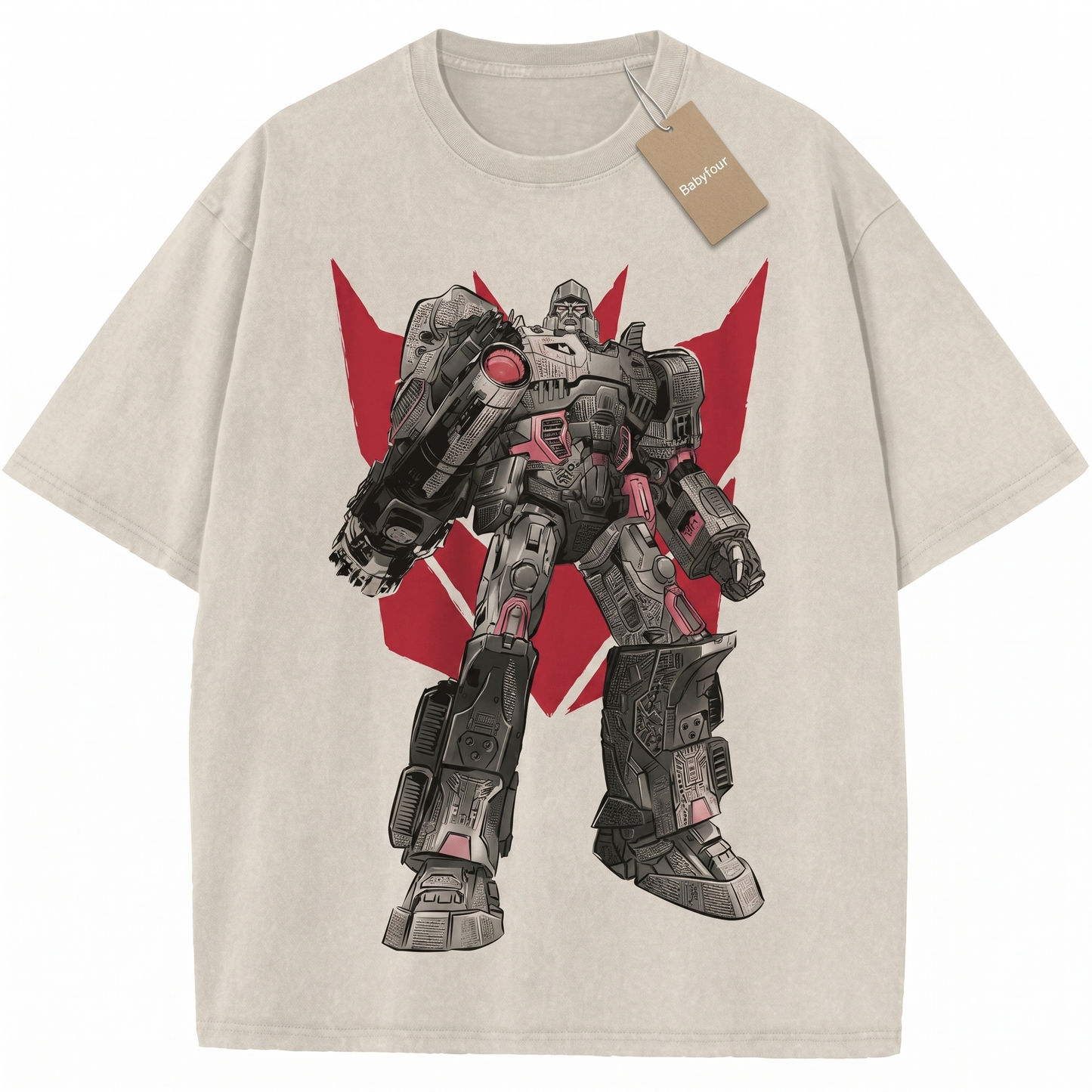 Vintage Sci-Fi Mecha Robot Destruction T-Shirt, Retro Cyber Action Graphic Unisex Tee