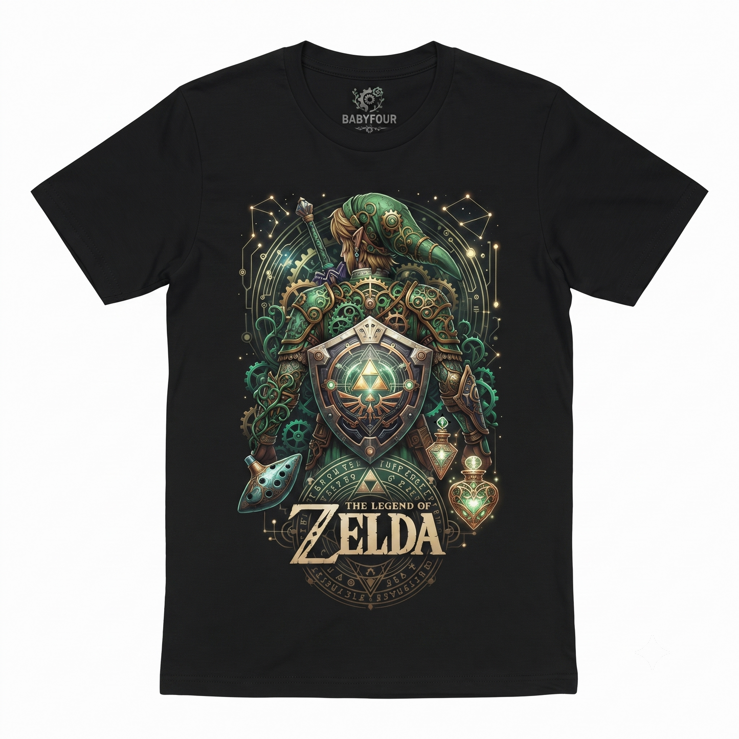Legend of Zelda Adventure Series Graphic Apparel, Hero of Time Triforce Hylian Crest Inspired Design, Retro Gaming Enthusiast Gift, Soft Premium Quality Unisex Tshirt