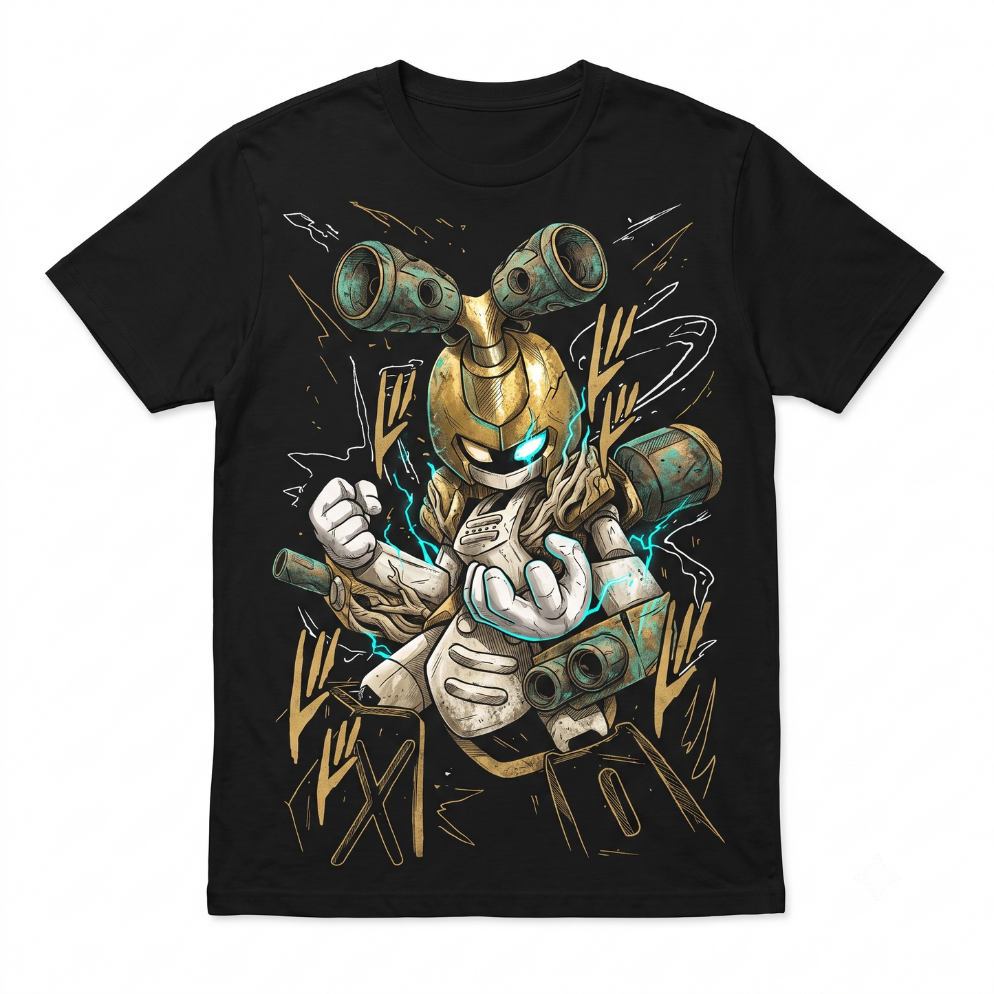 Mechanical Robot Warrior Graphic Tee - Sci-Fi Battle Mecha Art - Vintage Style Unisex T-shirt