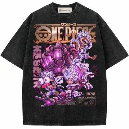 Retro Sun God Nika Graphic Tee - Vintage Anime Inspired Heavyweight Streetwear Unisex T-Shirt