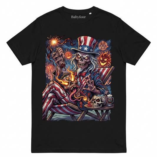 Vintage Horror Host Out With A Bang Graphic Tee - Retro Ghoulish Storyteller Shirt - Unisex T-shirt