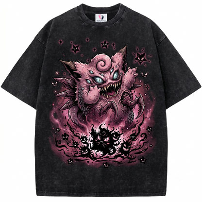Fairy Star Universe Evolution Vintage Graphic Tee - Clefable & Cleffa Inspired Unisex T-shirt