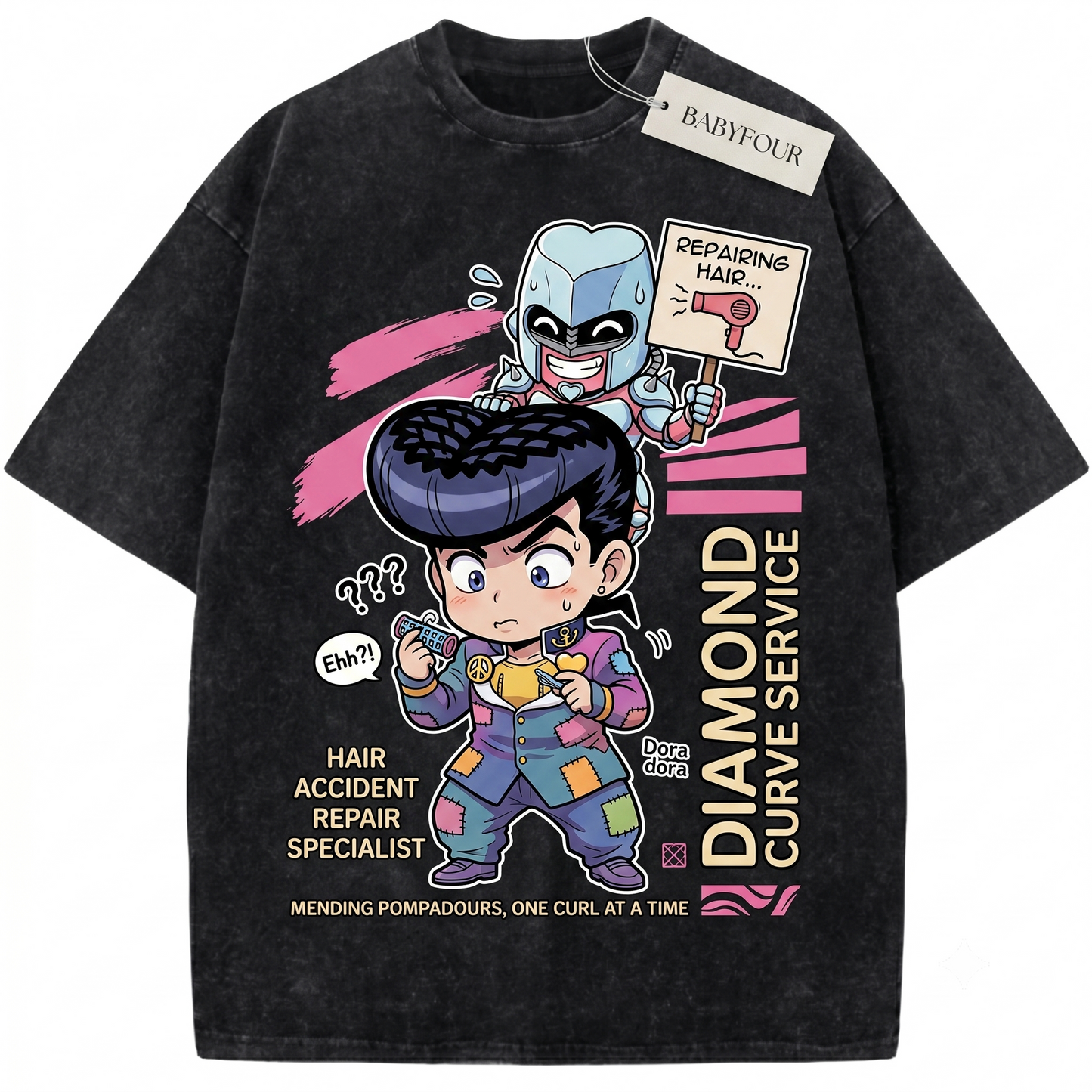Crazy Diamond Pompadour Anime Graphic Tee - Vintage Retro Manga Unisex T-Shirt