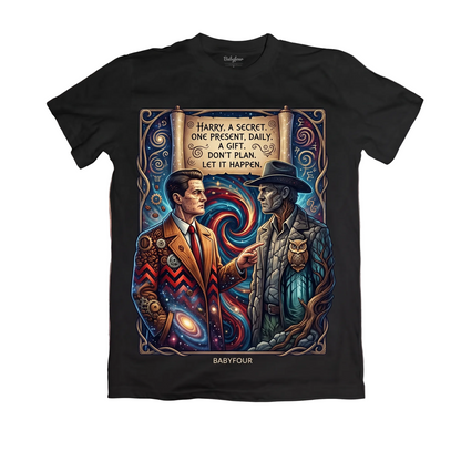 Red Room Mysterious Lodge Black Graphic Apparel - Pacific Northwest Detective Drama Unisex Tshirt