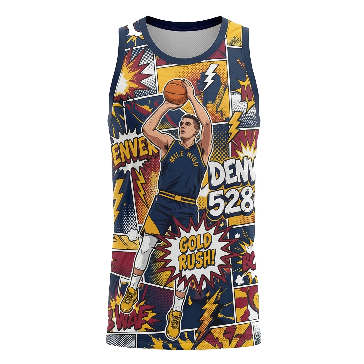Unisex Mile High Hoops Basketball Jersey - 90s Retro Comic Style AOP Tank Top