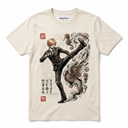 Vintage Pirate Chef Anime Shirt, Black Leg Martial Arts Graphic Unisex T-Shirt