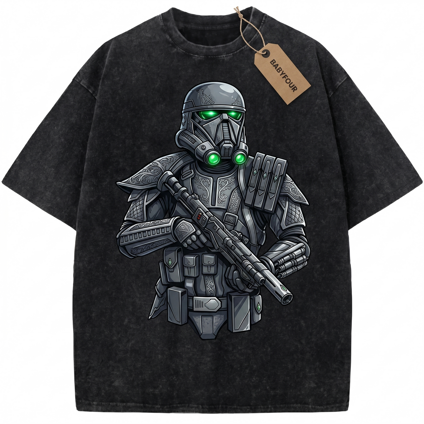 Vintage Dark Galactic Soldier T-Shirt, Retro Sci-Fi Space Armor Graphic Tee, Unisex