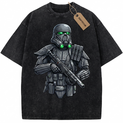 Vintage Dark Galactic Soldier T-Shirt, Retro Sci-Fi Space Armor Graphic Tee, Unisex