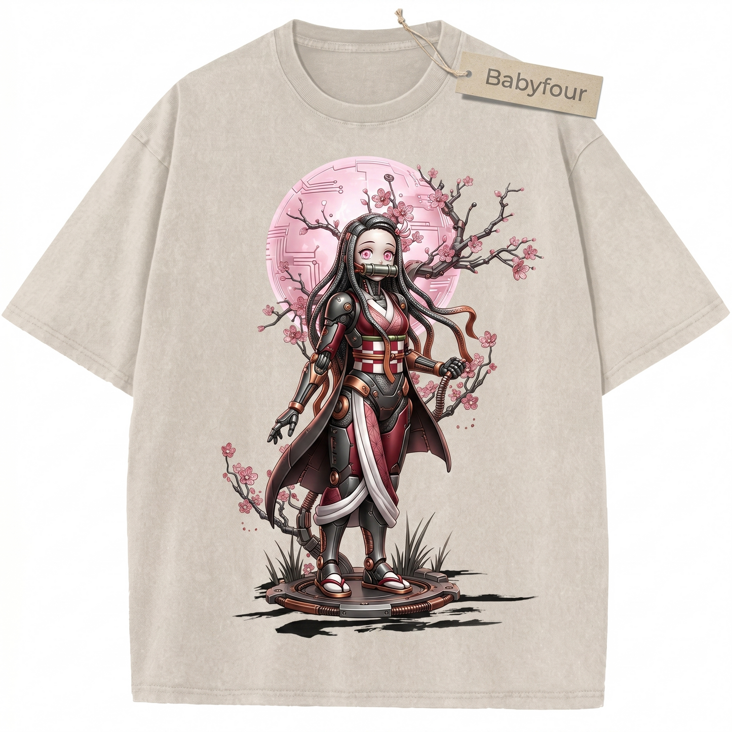 Vintage Japanese Anime Demon Sister Unisex T-Shirt, Retro Bamboo Muzzle Girl Graphic Tee