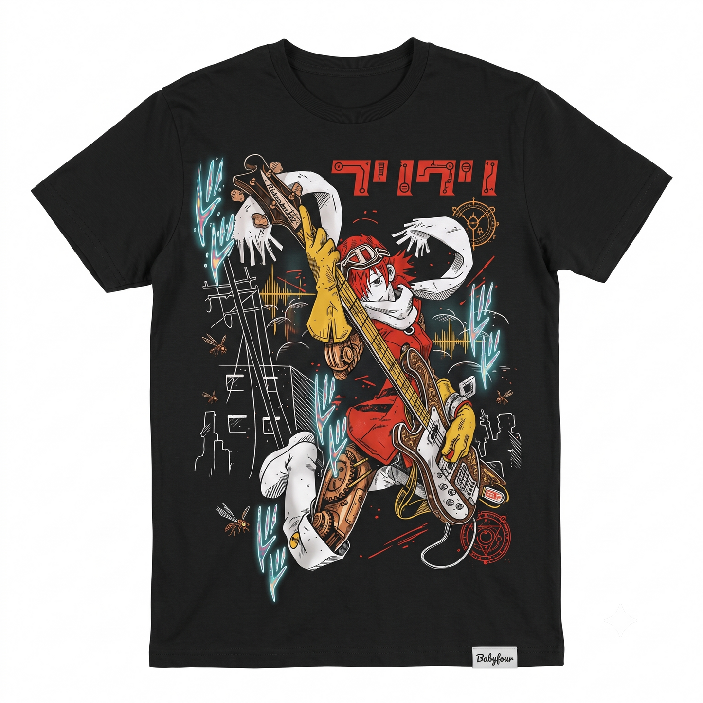 Vintage Pink Hair Anime Girl Graphic Tee - Retro Space Investigator Synth Rock Unisex T-Shirt