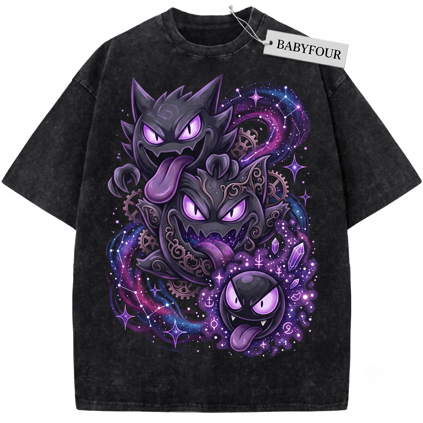 Vintage Ghost Trio Anime Graphic Tee Retro Shadow Monster Unisex T-Shirt