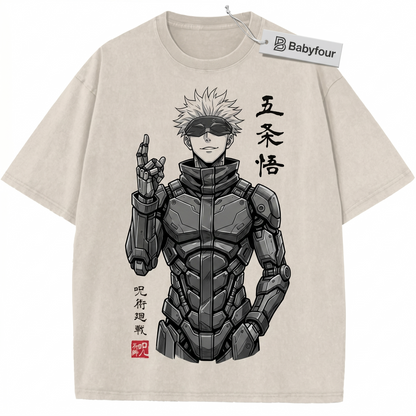 Funny Blindfolded Anime Sorcerer Vintage Graphic Tee - Jujutsu Domain Sorcery Unisex T-shirt