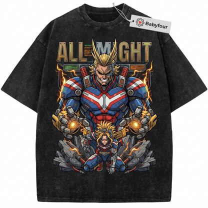 Retro Anime Symbol of Peace Graphic Tee - Vintage No 1 Hero Toshinori Yagi Unisex T-Shirt