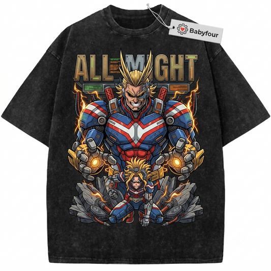 Retro Anime Symbol of Peace Graphic Tee - Vintage No 1 Hero Toshinori Yagi Unisex T-Shirt