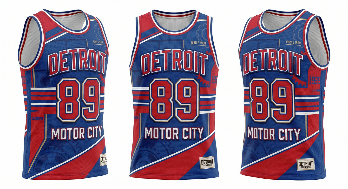 Detroit Basketball Heritage Classic AOP Unisex Jersey - Red & Blue 'Bad Boys' Vibe