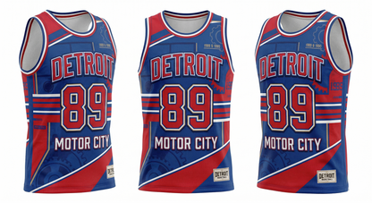 Detroit Basketball Heritage Classic AOP Unisex Jersey - Red & Blue 'Bad Boys' Vibe