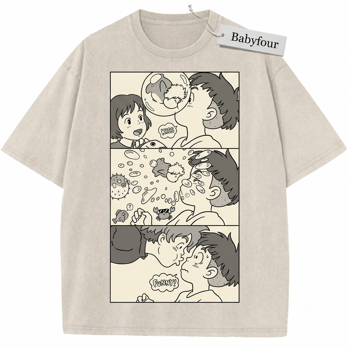 Retro Anime Magic Fish Girl Vintage Graphic Tee - Aesthetic Cute Goldfish Princess Unisex T-Shirt