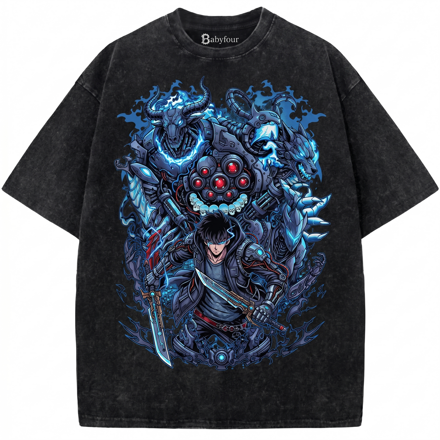 Shadow Monarch Graphic Tee Vintage Washed Anime Unisex T-shirt